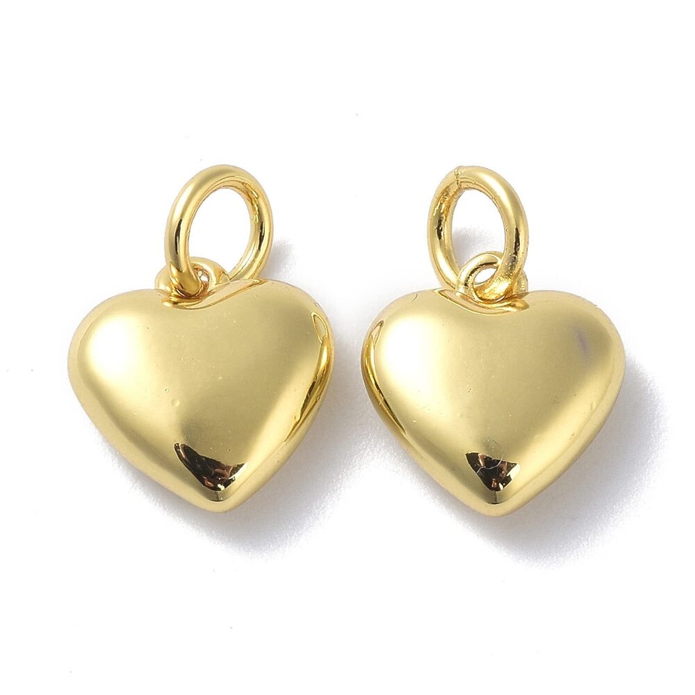 6483 20pcs 18k Real Gold Plated Heart Charms 3D Valentine Heart Shape